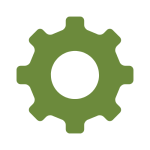 Green gear icon.